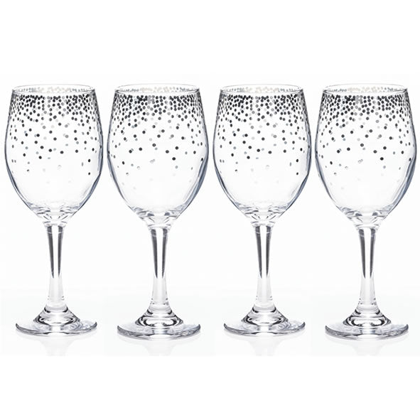 Silver Dot Wine Glasses set of 4