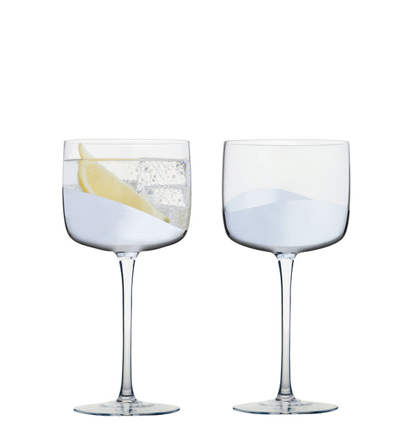 Set of 2 Wave Gin Glasses Silver