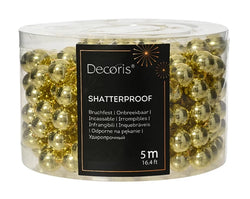 Bead Garland XL – Shiny Light Gold Polystyrene – 5m Length, 1.4cm Diameter