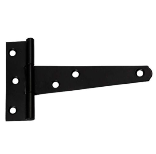 Phx 6" Light Japd T-Hinge, black powder-coated, rust-resistant, lightweight tee hinge for gates and sheds - Keans Claremorris