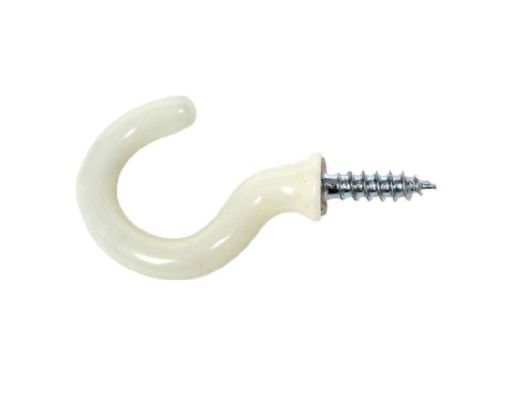 Phx 1.5" white steel cup hooks, plastic coated, easy to install, ideal for hanging mugs and utensils – Keans Claremorris.