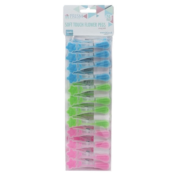 Prism - 24 pack Soft Touch Flower Clothes Pegs