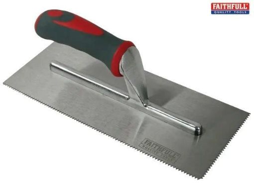 Faithfull Soft Grip V Notched Trowel 11x4 ½in | FAISGTNOT3