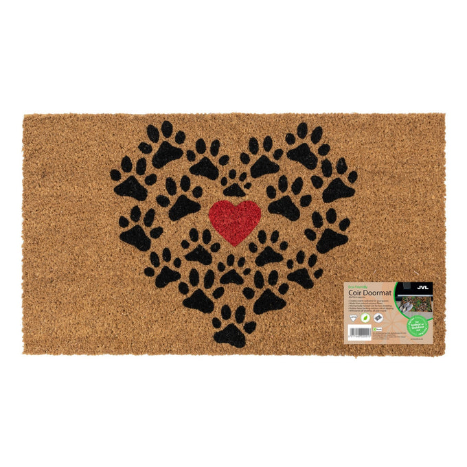 Latex Coir Mat -  Heart Paws 40x70cm - Image 1