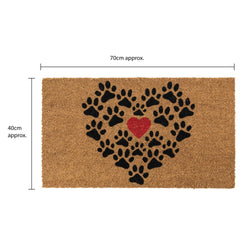 Latex Coir Mat -  Heart Paws 40x70cm