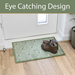 Mega Mat Machine Washable Doormat, 50x75cm, Green Geo