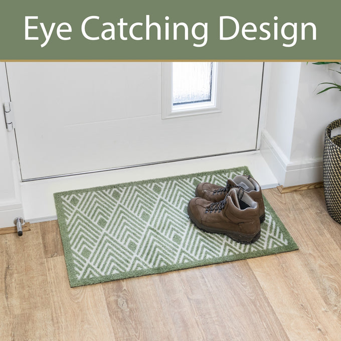Mega Mat Machine Washable Doormat, 50x75cm, Green Geo - Image 3
