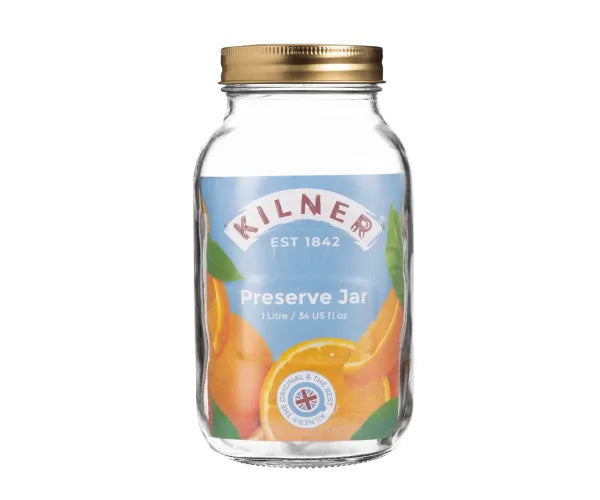 Preserve Jar 1 Litre clear glass airtight lid for food storage – available at Keans Claremorris