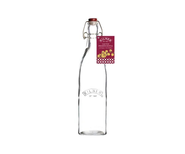 Clip Top Square Bottle 0.55 Litre glass container with airtight seal, ideal for storage – Keans Claremorris