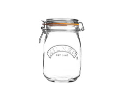 Kilner Clip Top Round Jar 1 Litre, airtight glass storage with stainless steel clip, durable and BPA-free – Keans Claremorris