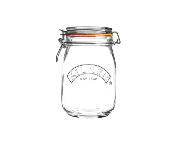 Kilner Clip Top Round Jar 1 Litre, airtight glass storage with stainless steel clip, durable and BPA-free – Keans Claremorris