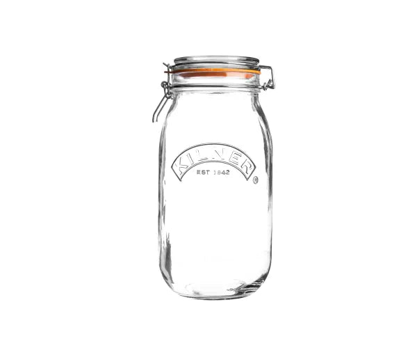 Kilner Clip Top Round Jar 2L, airtight glass storage with stainless steel clip and rubber seal – Keans Claremorris