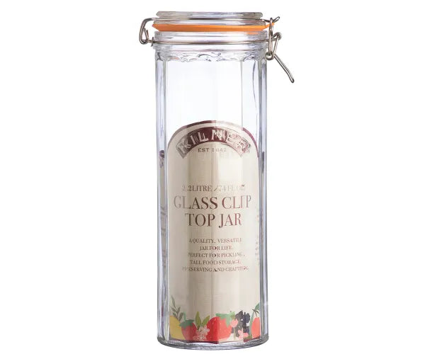 Kilner Facetted Clip Top Jar 2.2L airtight glass storage jar available at Keans Claremorris