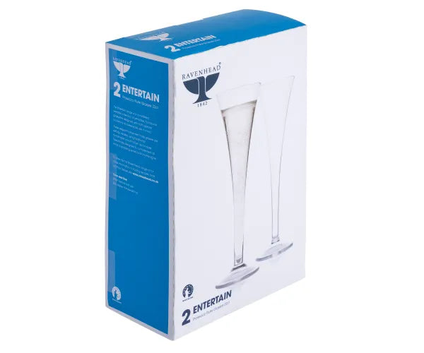 Set of 2 Entertain Prosecco Flutes Glasses 22cl - Elegant Sparkling Wine Glasses | Keans Claremorris