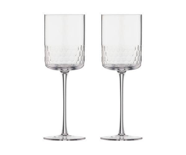 Pisa Wine Glasses Set of 2, 42cl textured handmade recycled glass, premium quality by Keans Claremorris.