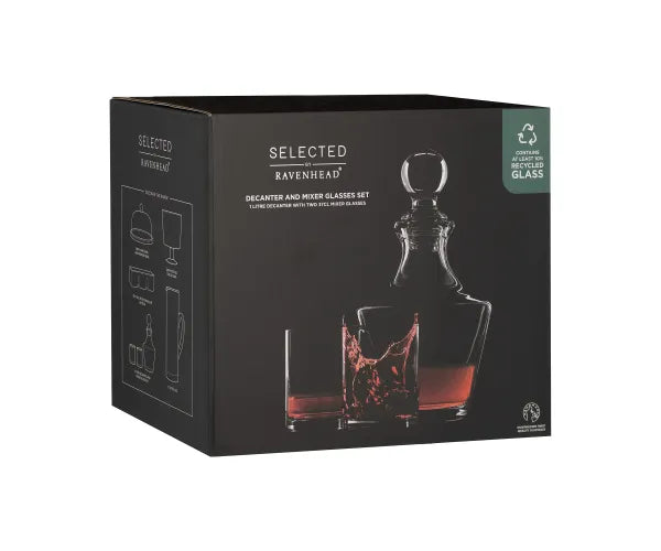 Selected 1Ltr Decanter with 2 37cl Mixers Set - Elegant glassware for drinks | Keans Claremorris