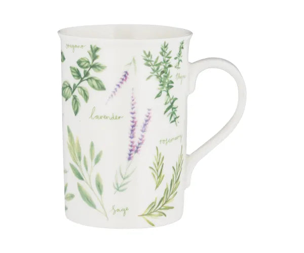Garden Herbs Lavender 300ml fine china mug with English herb design, microwave and dishwasher safe - Keans Claremorris
