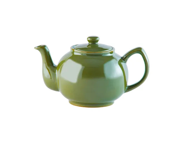 Olive Green 6 Cup Stoneware Teapot with Stainless Steel Filter, Non-Drip Spout, Dishwasher Safe – Keans Claremorris