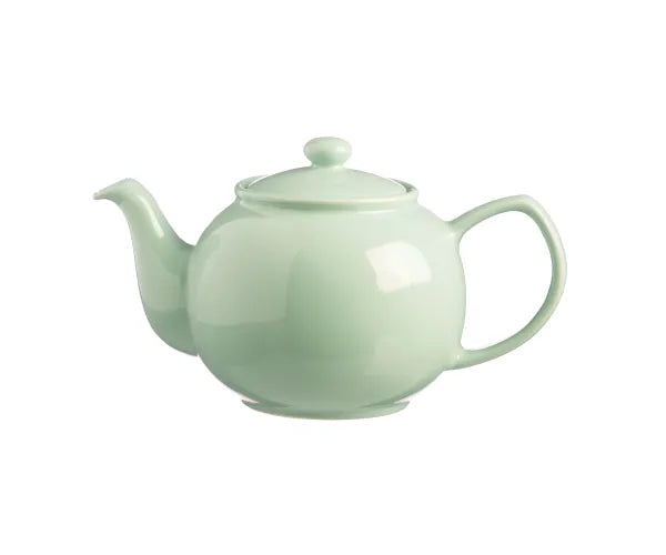 Mint green 6-cup stoneware teapot with high gloss finish, non-drip spout, dishwasher safe by Price & Kensington at Keans