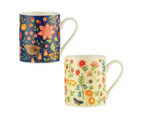 Wild Flower Fine China Mug 400ml, assorted floral and bird designs, dishwasher & microwave safe – Keans Claremorris