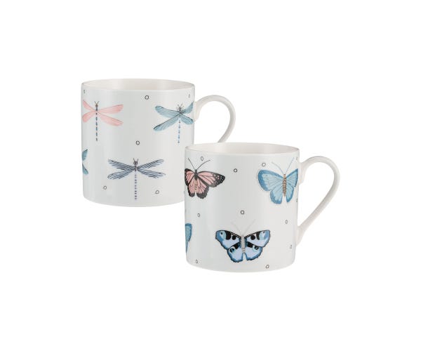Fly Away Fine China Assorted Mug 38cl with butterfly and dragonfly designs, durable, dishwasher & microwave safe – Keans