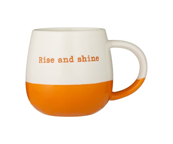Rise & Shine 340ml stoneware mug in burnt orange and cream, microwave and dishwasher safe – Keans Claremorris