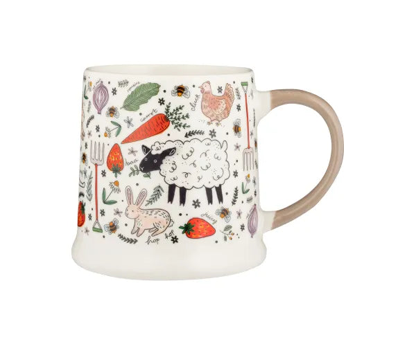 Country Living 380ml fine china mug with hand-drawn country illustrations, microwave and dishwasher safe – Keans Claremorris