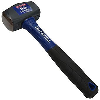 Faithfull Fibreglass Club Hammer 2.5lb long handle, hardened steel head, rubber grip, heavy-duty, available at Kean’s