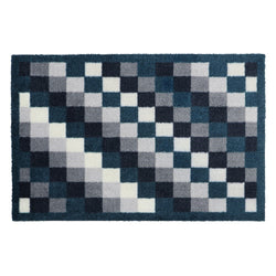 Mega Mat 50x75cm pixels design, absorbent indoor entrance mat with non-slip foam back, washable, grey and blue tones – Keans
