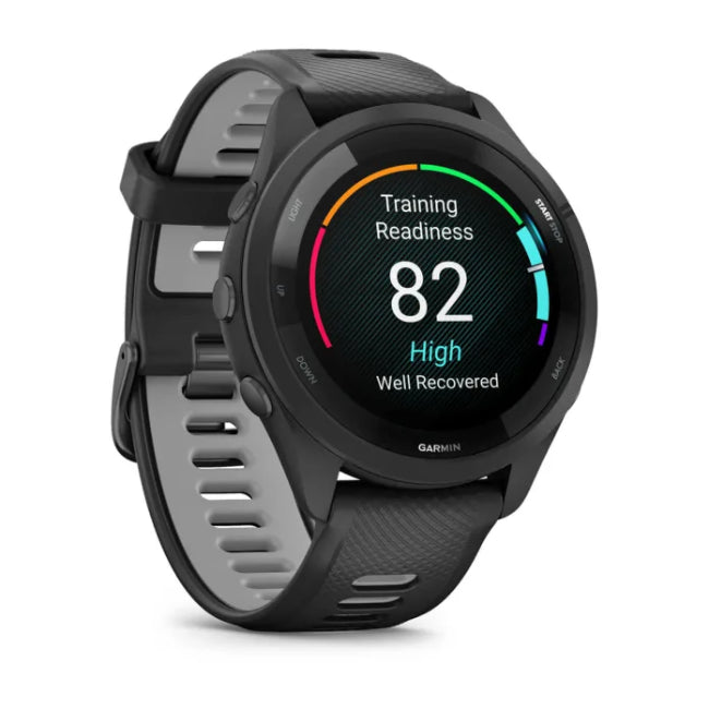 Garmin Forerunner 265 Music Black GPS running watch with music storage, available at Keans Claremorris