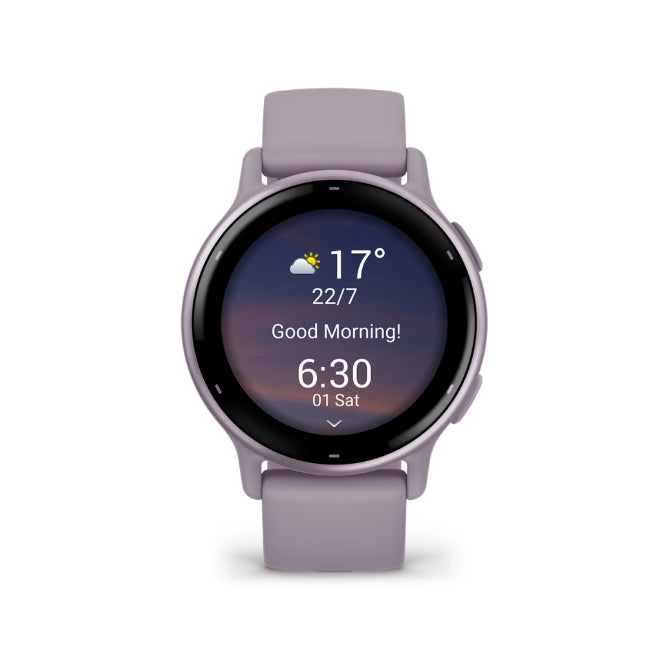 Garmin Vivoactive 5 Smartwatch in Metallic Orchid, GPS fitness tracker, touchscreen, from Keans Claremorris