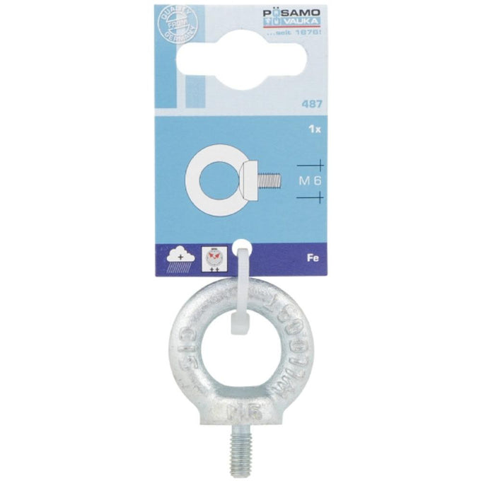 Posamo M6 zinc plated steel eye screw, 25mm ID, DIN 580 metric thread, durable hardware – Keans Claremorris.