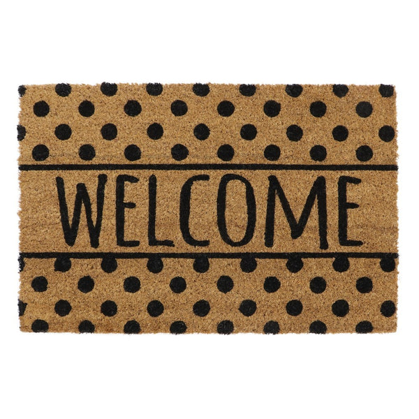 Scrapper Coir Mat Welcome Spots, 100% natural coir, rubber latex backing, non-slip, biodegradable doormat by Keans
