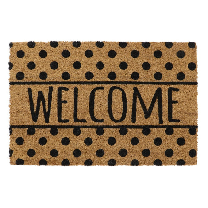 Scrapper Coir Mat Welcome Spots, 100% natural coir, rubber latex backing, non-slip, biodegradable doormat by Keans