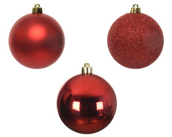Shatterproof Baubles – Shiny, Matt & Glitter – Red 6cm (Box of 10)