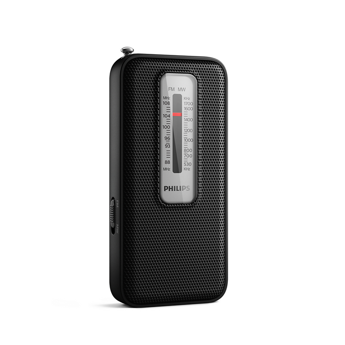 Philips Portable Pocket Radio 100 Series compact design, easy tuning, battery-powered - available at Keans Claremorris.