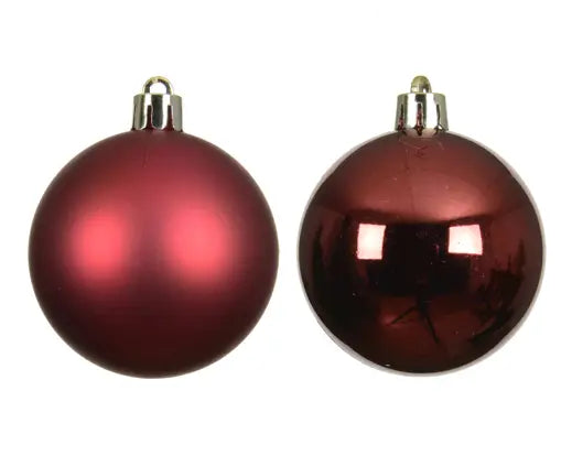 Oxblood Christmas Baubles – 8cm (Box of 6) - Image 2