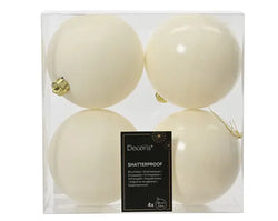 Shatterproof Christmas Baubles 10cm Wool  White– Pack of 4