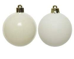 Shatterproof Christmas Baubles 10cm Wool  White– Pack of 4