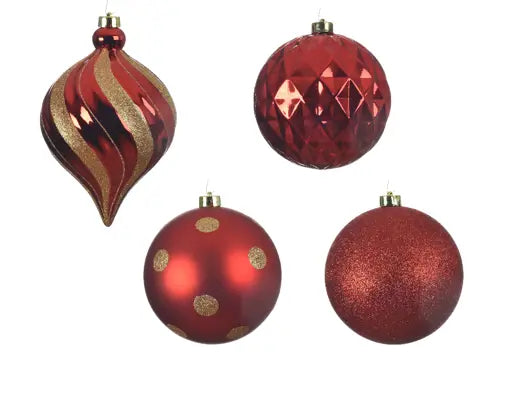 Luxury Pack of 6 Shatterproof 15cm Baubles - Red Mix  22247 - Image 2