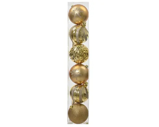 Luxury Pack Of 6 Shatterproof 15cm Baubles - Gold 25337 - Image 1