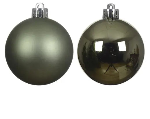 Shatterproof Christmas Baubles 8cm – Box of 6 Rosemary Green - Image 2