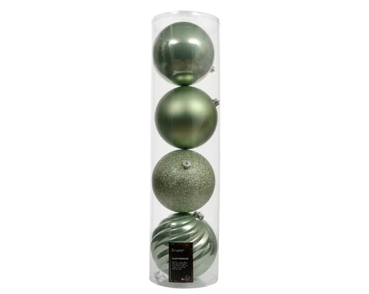 Baubles Matcha Green Finish Mix (Set of 4)Dia14cm - Image 1