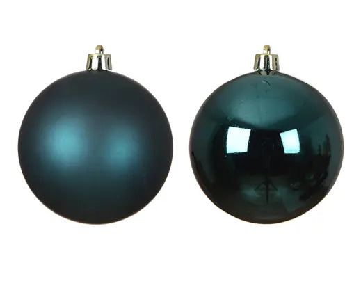 Emerald Christmas Baubles – Shiny & Matt Mix 8cm (Tube of 6) - Image 2