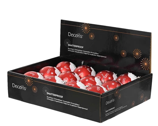 Shiny Red Bauble with Flocked Snow Top 8cm - Image 2