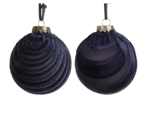 Velvet Bauble – Night Blue 8cm (2 Assorted Designs) - Image 1