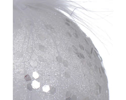 Shatterproof Transparent Bauble with White Feathers Inside 8cm