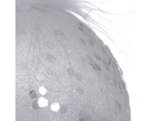 Shatterproof Transparent Bauble with White Feathers Inside 8cm - Image 5