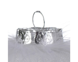 Shatterproof Transparent Bauble with White Feathers Inside 8cm