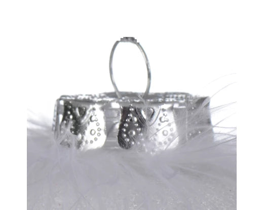Shatterproof Transparent Bauble with White Feathers Inside 8cm - Image 4